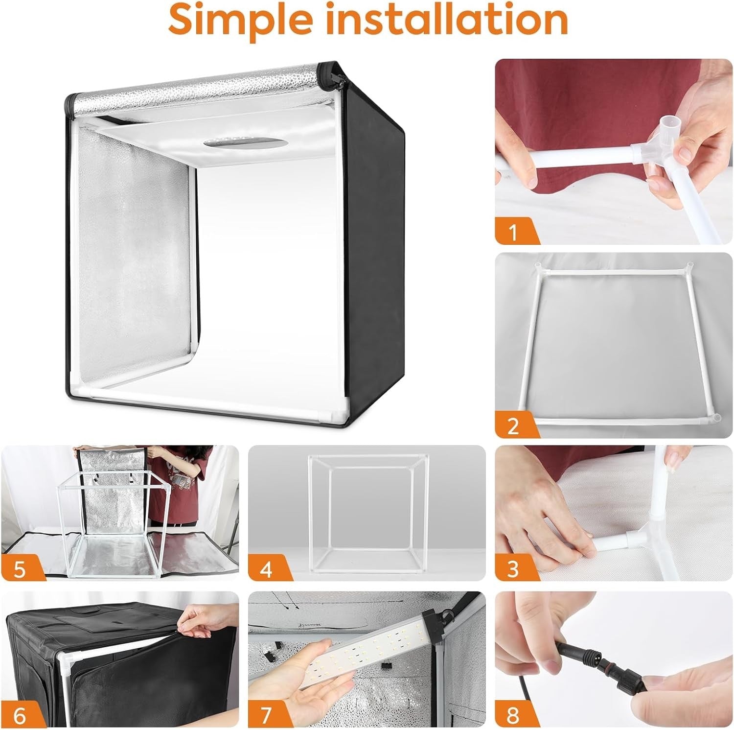 Photo Light Box Studio Tent 60x60cm Bi-Color Dimmable LED Product Backdrops