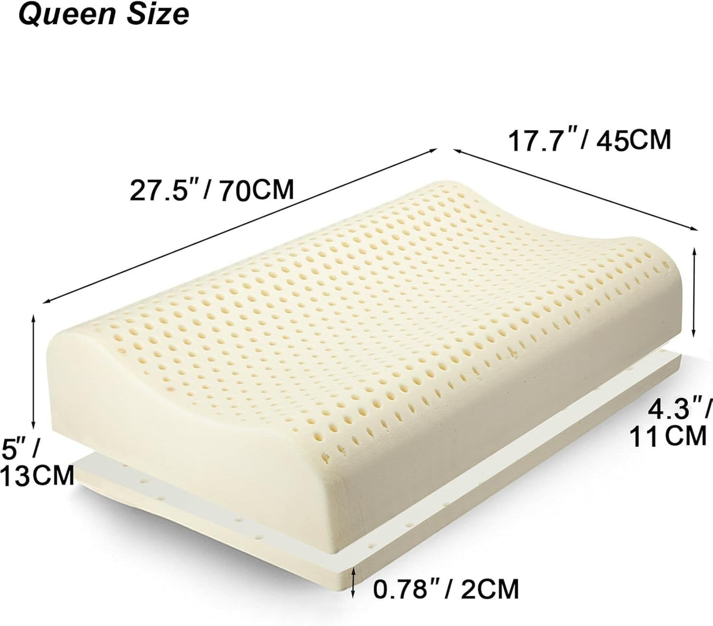 Latex Orthopedic Pillow Ergonomic Neck Support Queen Medium Firm Adjustable Cool