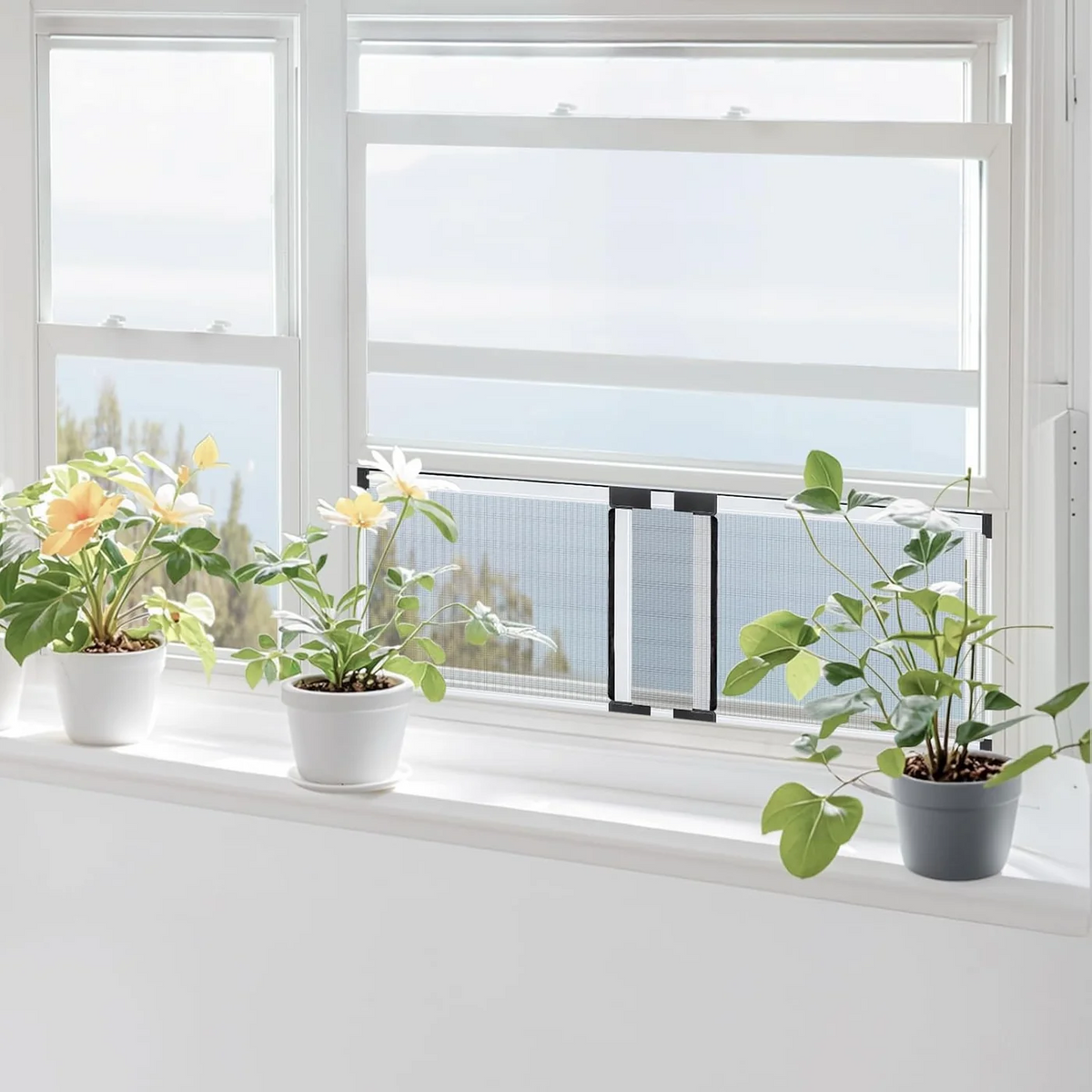 Window Fly Screen 40x55-102cm Adjustable Aluminium Frame Mosquito Mesh White