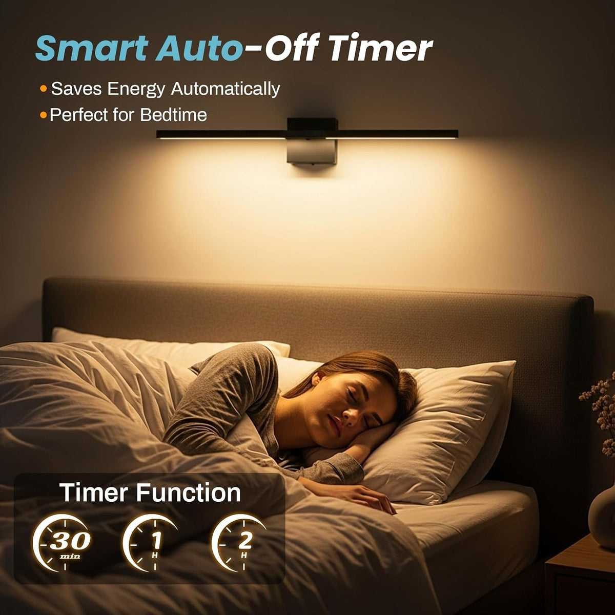 Rechargeable Wall Light Sconce Wireless 60cm Black 10000mAh Remote 360° Dimmable
