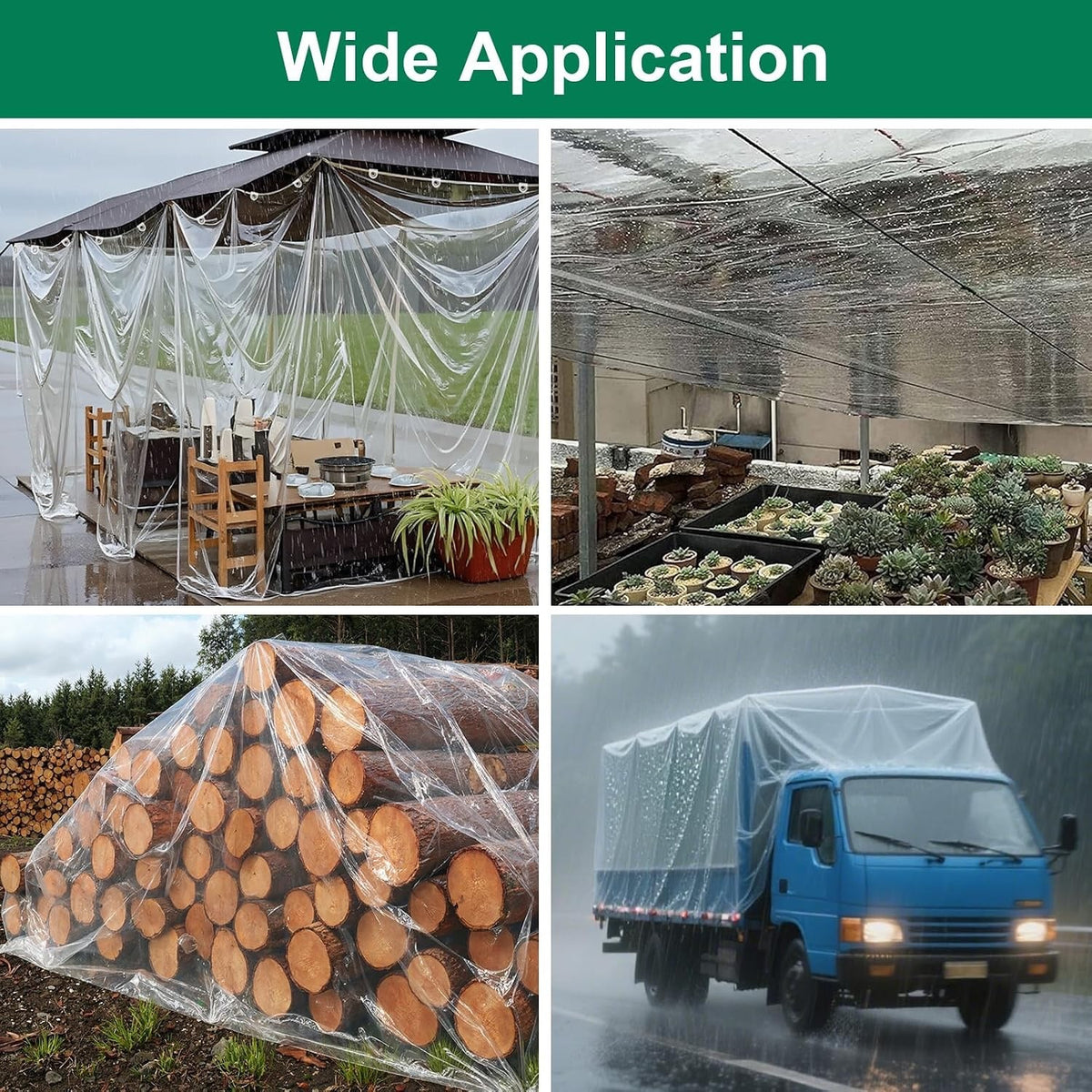 Clear Tarpaulin Waterproof Heavy Duty 4x6m PVC Sheet With Eyelets Garden Cover