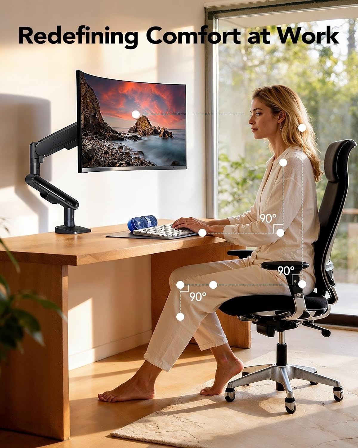 Monitor Arm Desk Mount Ultrawide Single 13-40in Adjustable VESA Black 12kg Heavy