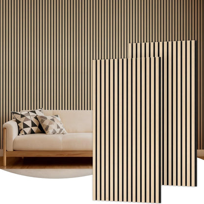 Acoustic Wood Wall Panels 2 Pack 120x60cm Natural Oak Slat Soundproof Decor