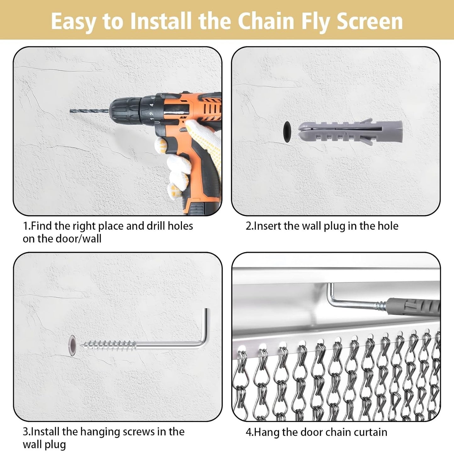 Aluminium Fly Screen Curtain Chain Door Insect Bug Pest Control Metal Hanging