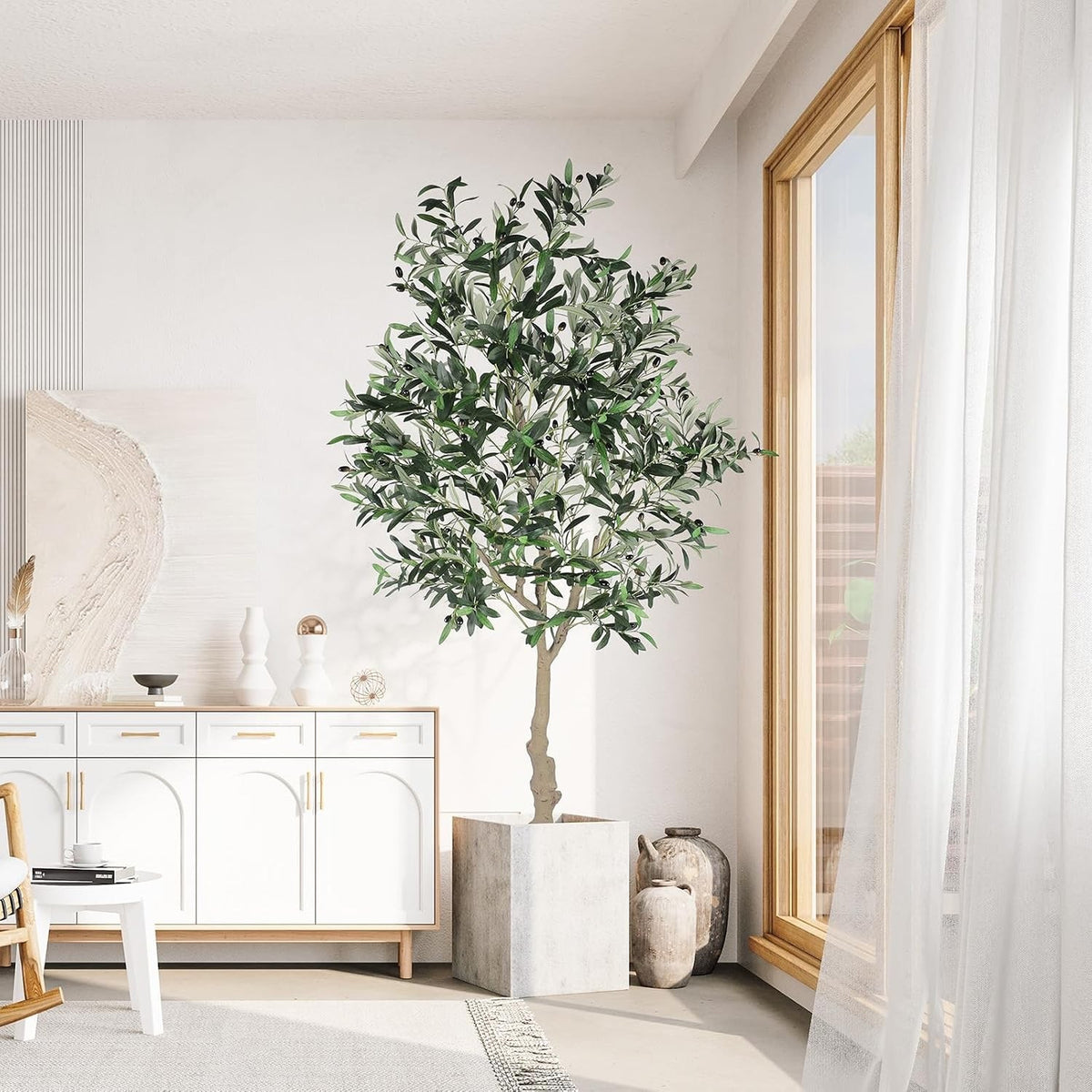Artificial Olive Tree 7FT Faux Silk Lifelike Plant Indoor Living Room Bedroom