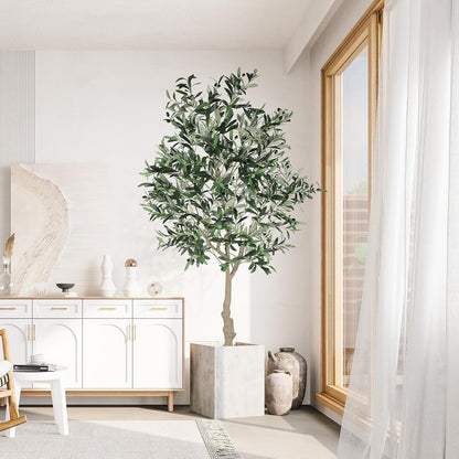 Artificial Olive Tree 7FT Faux Silk Lifelike Plant Indoor Living Room Bedroom