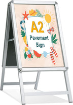 A2 Pavement Sign Frame Double Sided A-Board Poster Stand Silver Shop Display