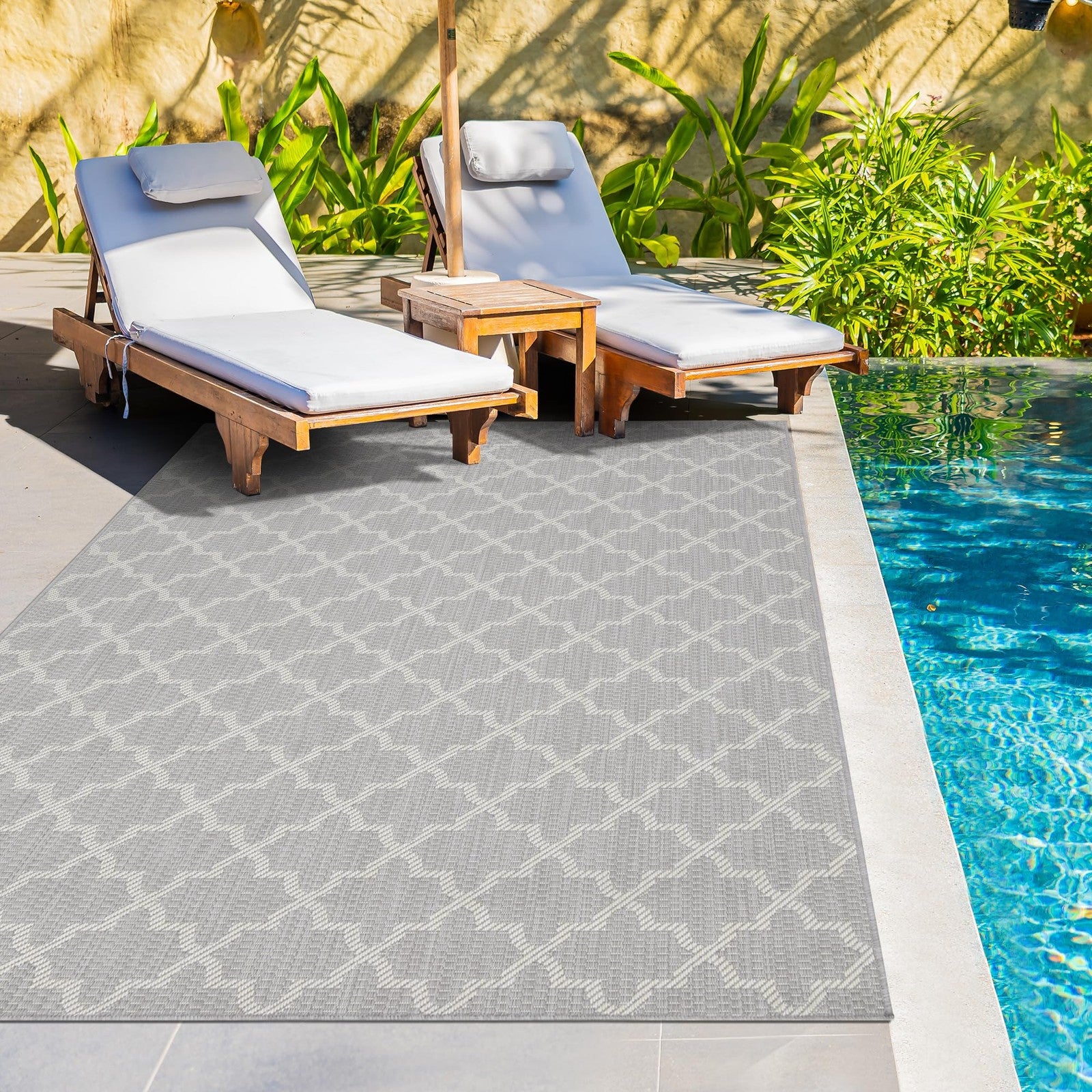 Outdoor Patio Rug 80x150cm Waterproof Garden Balcony Deck Mat Grey Large