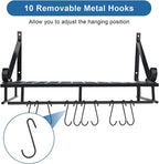 Wall Mounted Pot Pan Rack 45cm Kitchen Shelf Utensil Holder Black Steel