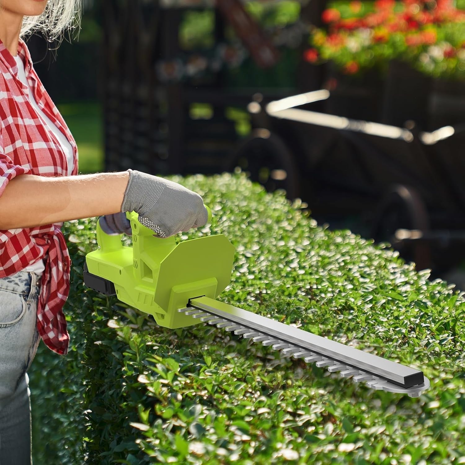 20” Cordless Hedge Trimmer 21V 2x2000mAh Battery 50cm Dual Blade Hedge Cutter