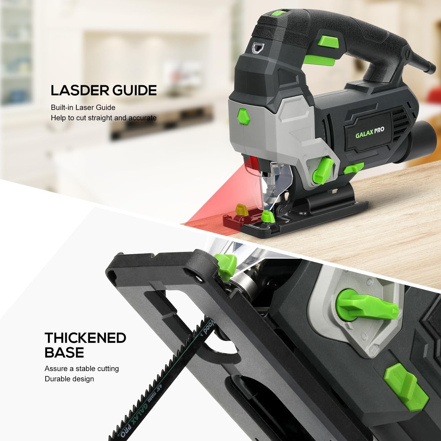 GALAX PRO Jigsaw 800W 3000 SPM Jig Saw Tool Max ±45° Bevel Cutting Angle