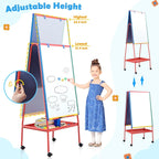 Mobile Whiteboard 90x60cm Double Sided Dry Erase Board Adjustable Stand
