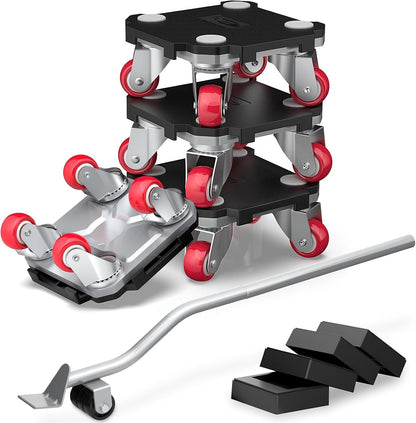 Furniture Movers Dolly Kit Heavy Duty 550kg 4 Wheel Lifter Set Moving Tool Black