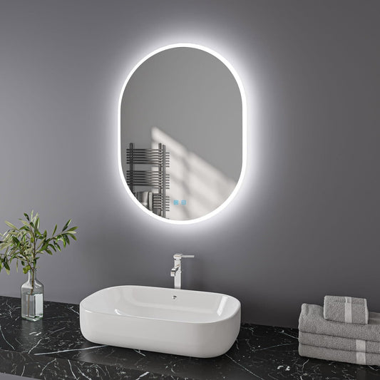 LED Bathroom Mirror 50x70 cm Dimmable Demister Illuminated Wall Vanity 3 Colour