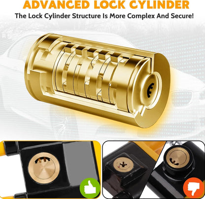 Heavy Duty Steering Wheel Lock Twin Bar Anti Theft Adjustable Universal 3 Keys