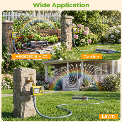 Garden Sprinkler System 3 in 1 Automatic Timer 10m Hose Oscillating Irrigation