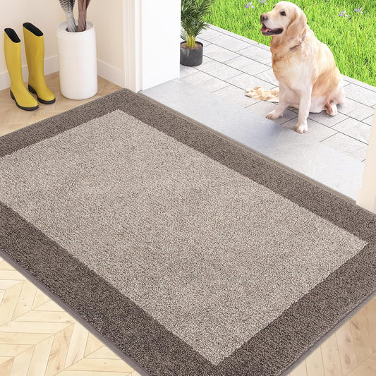 Dirt Trapper Door Mat 80x120cm Non Slip Washable Absorbent Indoor Rug Beige