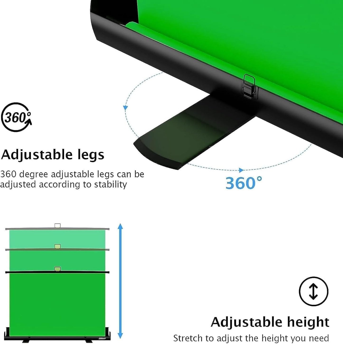Green Screen 155x200cm w Stand Chroma Key Backdrop Photo Video Streaming