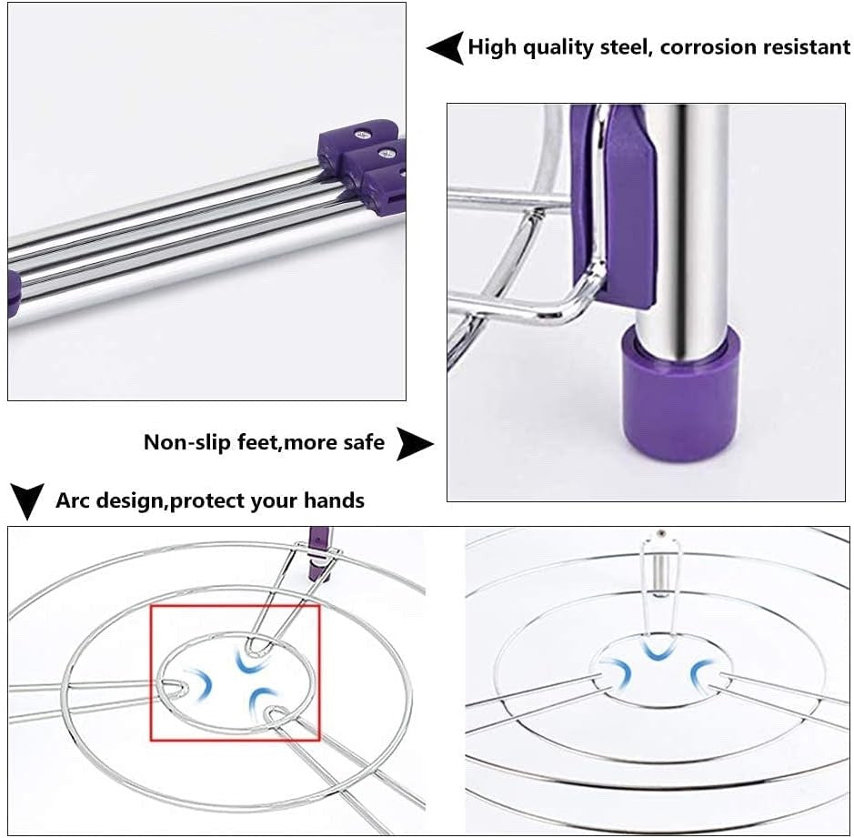 5 Tier Round Pot Pan Rack Stainless Steel Kitchen Storage Stand 101x35cm