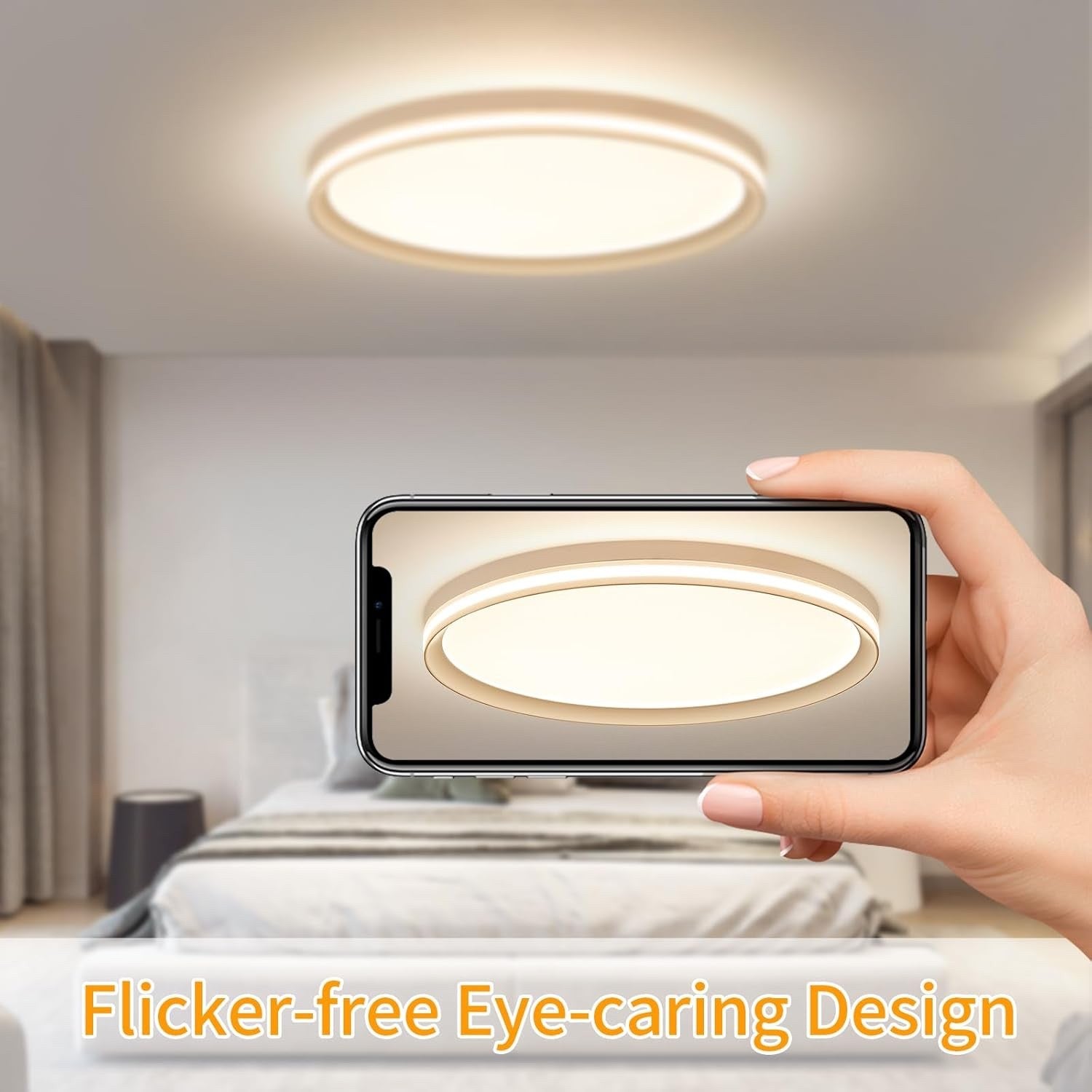 LED Ceiling Light 50cm Full Spectrum Dimmable Round Remote Flush Mount Lamp Room