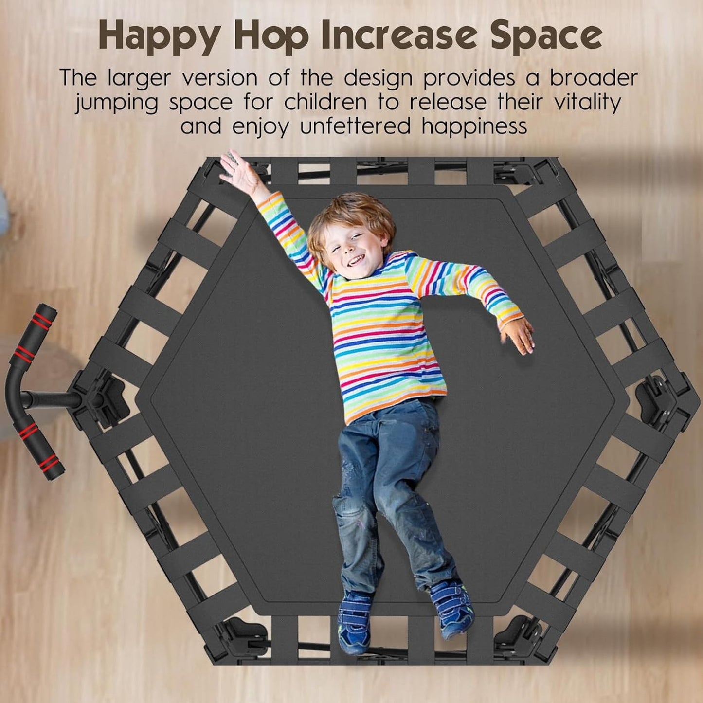 Fitness Trampoline Rebounder Foldable 106cm Adjustable Handle Home Cardio Gym