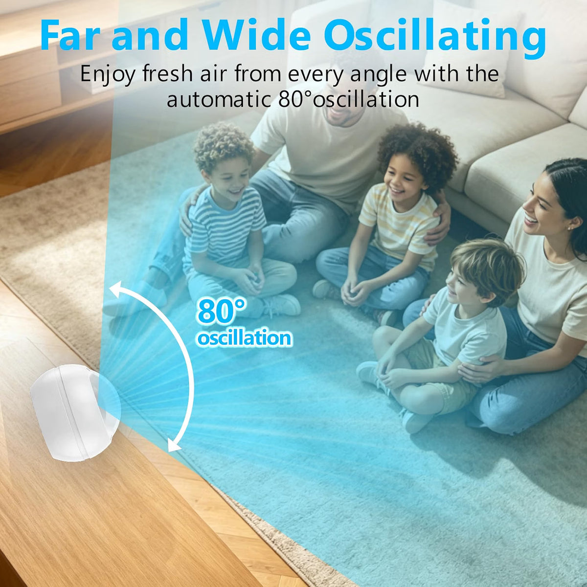 Bladeless Tower Fan 60cm Oscillating 8 Speed Remote LED Display 8H Timer