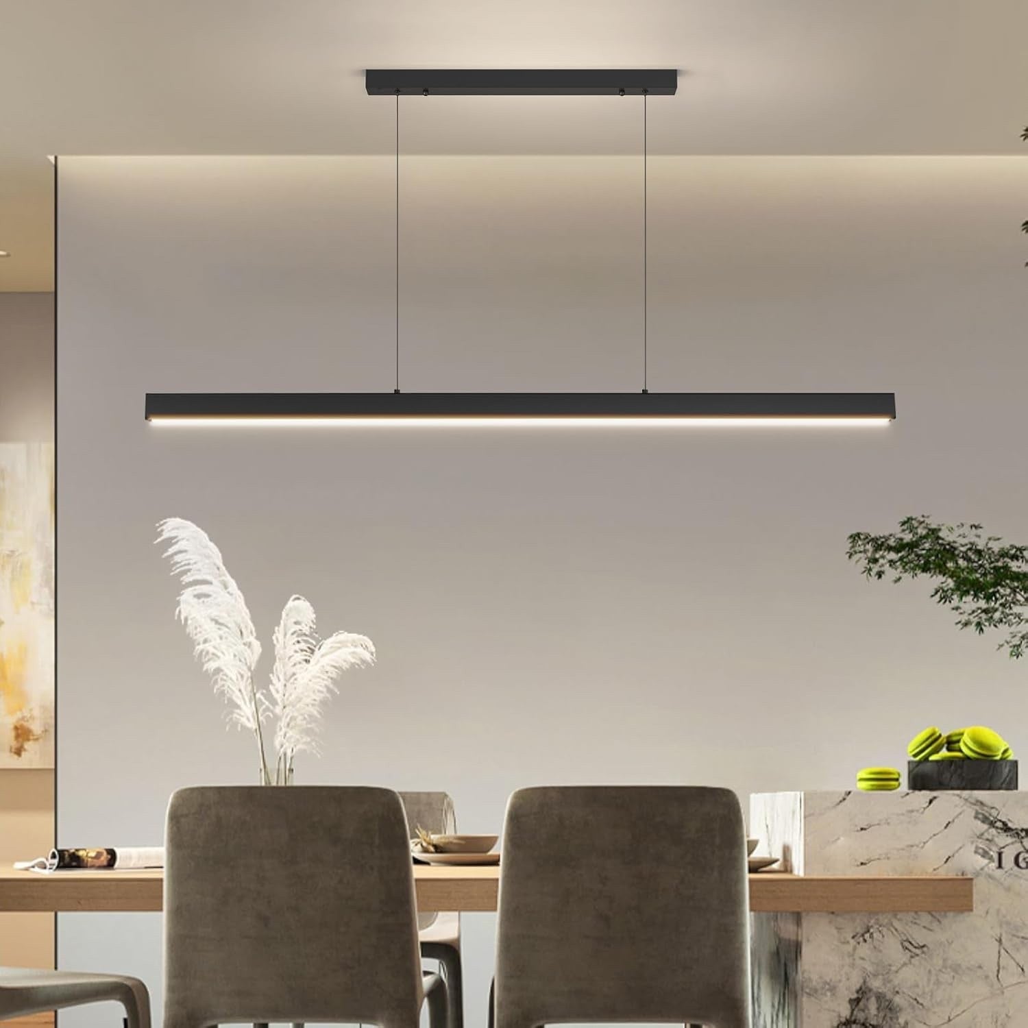 LED Linear Pendant Light 100cm Dimmable Remote Adjustable Kitchen Bar Lighting