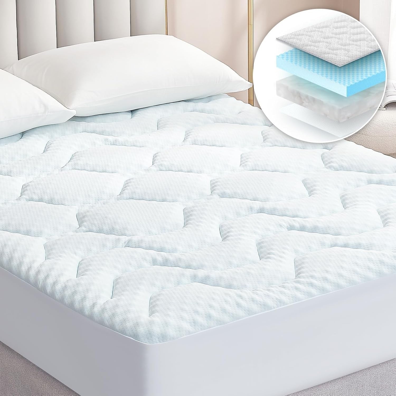 EHEYCIGA Memory Foam Mattress Topper Gel Cooling Small Double Bed 122x190cm