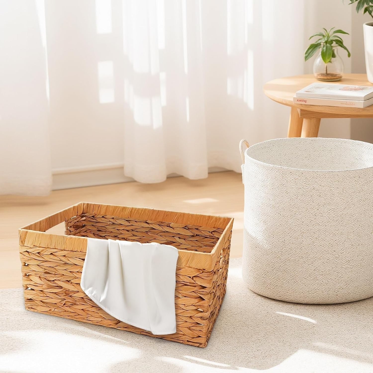 Wicker Basket Storage Large Water Hyacinth Woven Toy Bathroom Nursery Hamper