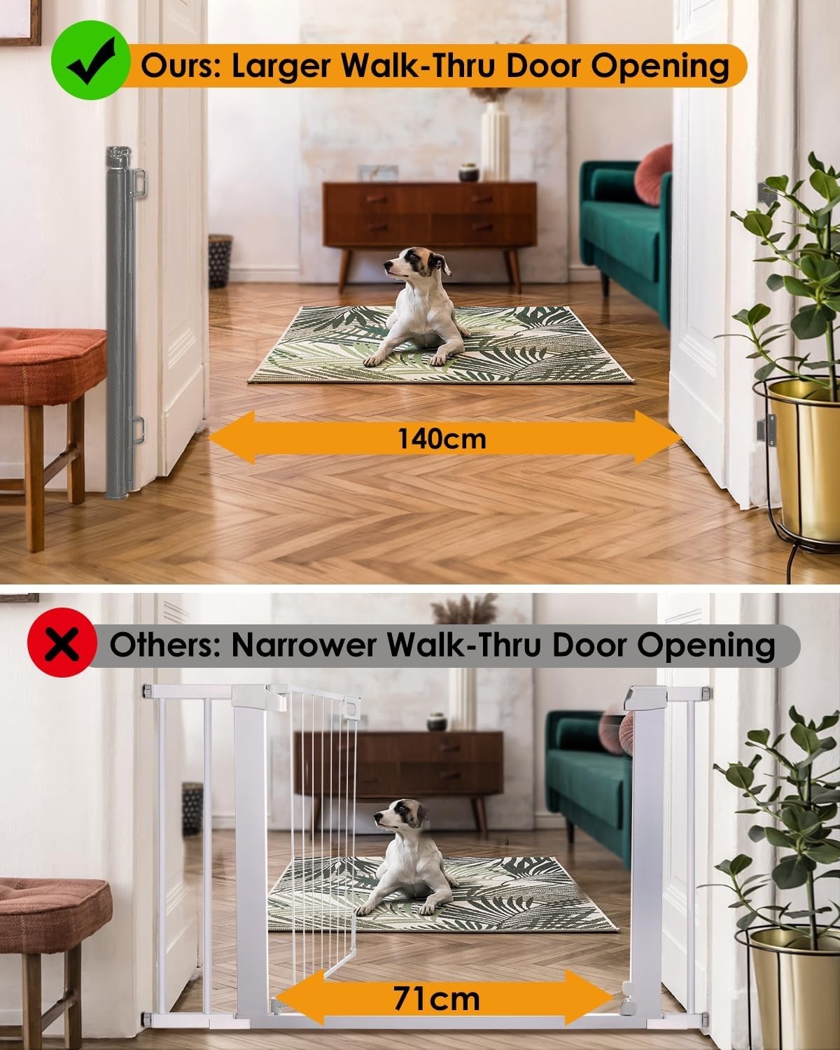 Retractable Baby Stair Gate 86cm x 300cm Mesh Safety Barrier Child Dog Indoor