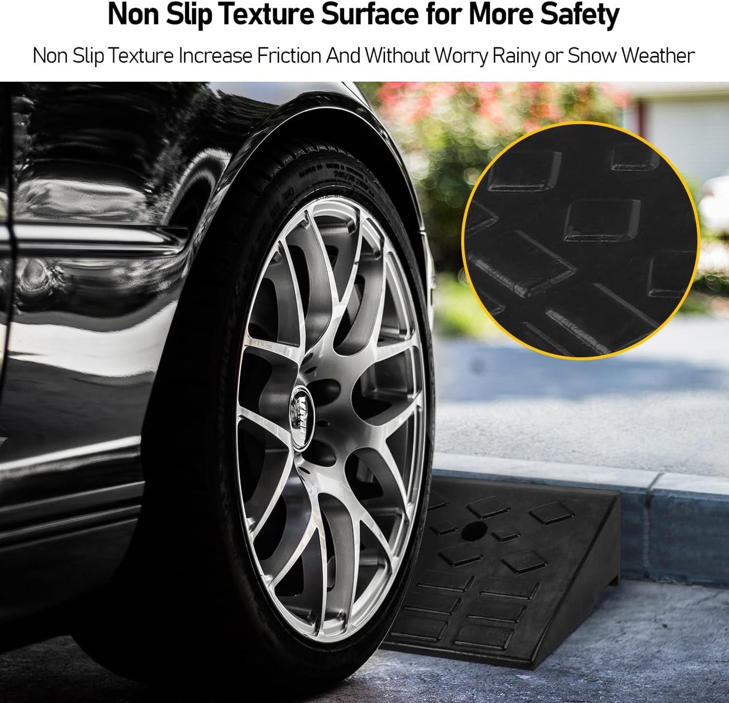 Heavy Duty Rubber Kerb Ramp 100x25x10cm Non Slip Driveway Threshold