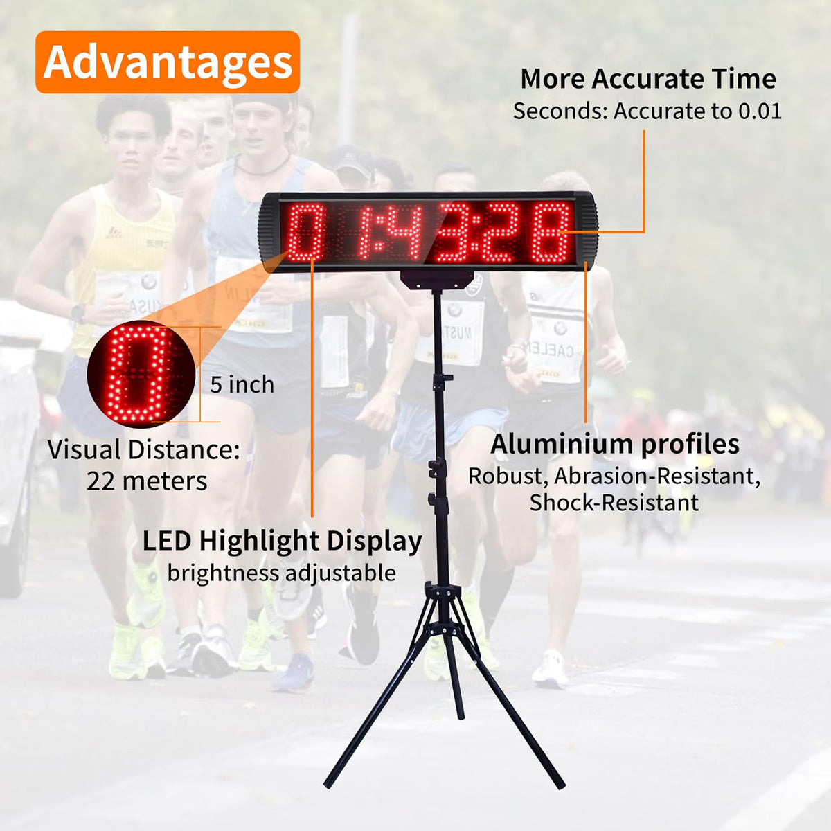 Digital Gym Timer Clock 5 Inch LED 6 Digit Countdown Stopwatch Remote Stand
