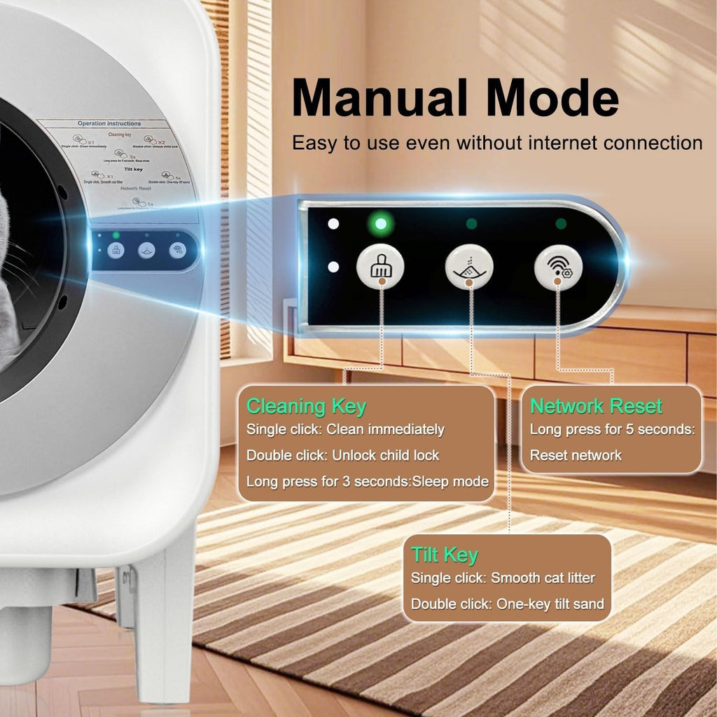 Smart Self-Cleaning Cat Litter Box 75L WiFi App UV Sterilizer Auto Tray