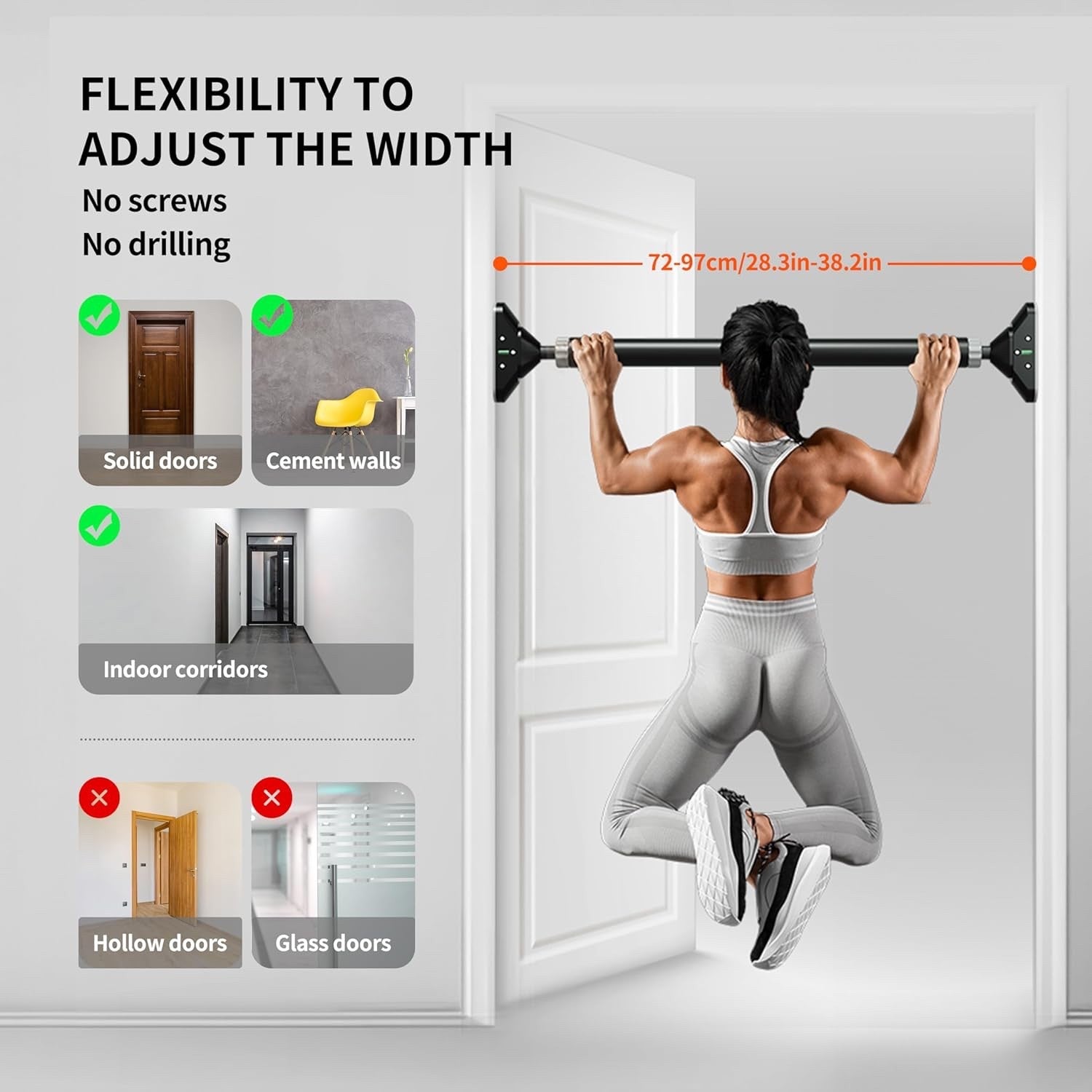 PROIRON Door Pull Up Bar Doorway Frame Chin Up Bar from 72-97 cm