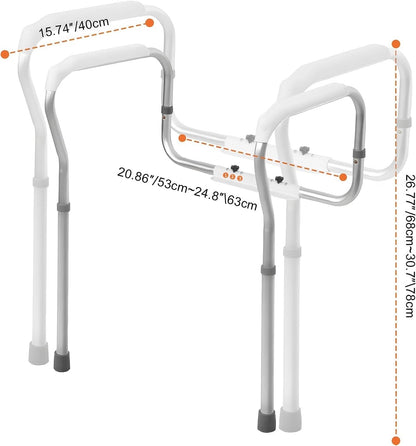 Toilet Safety Frame Rails Adjustable Height Width Aluminium Grab Bars 150kg Aid