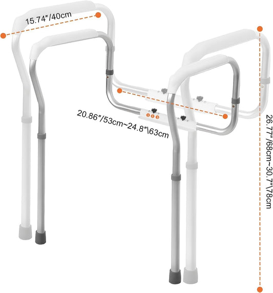 Toilet Safety Frame Rails Adjustable Height Width Aluminium Grab Bars 150kg Aid