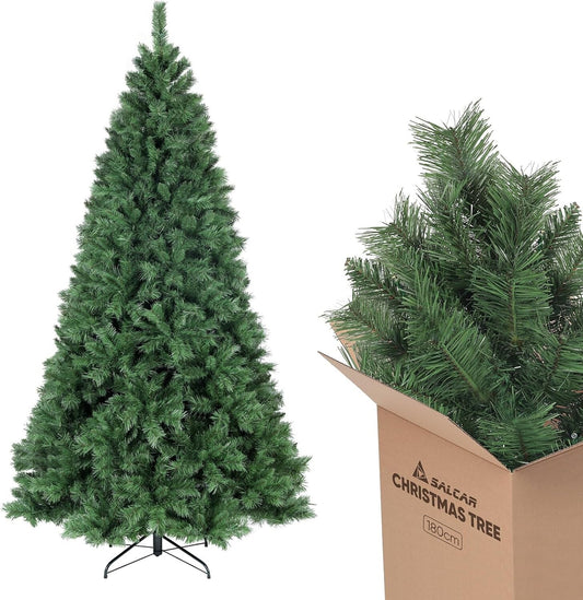 SALCAR 6ft Christmas Tree, Artificial Christmas Tree With Metal Stand