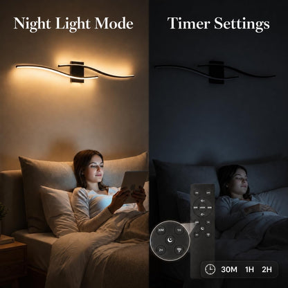 Rechargeable Wall Lights Sconces Wireless 100cm Black 2 Pack Remote Dimmable