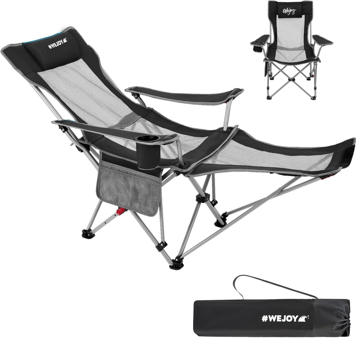 #WEJOY Folding Camping Chairs Reclining Adjustable with Detachable Footrest