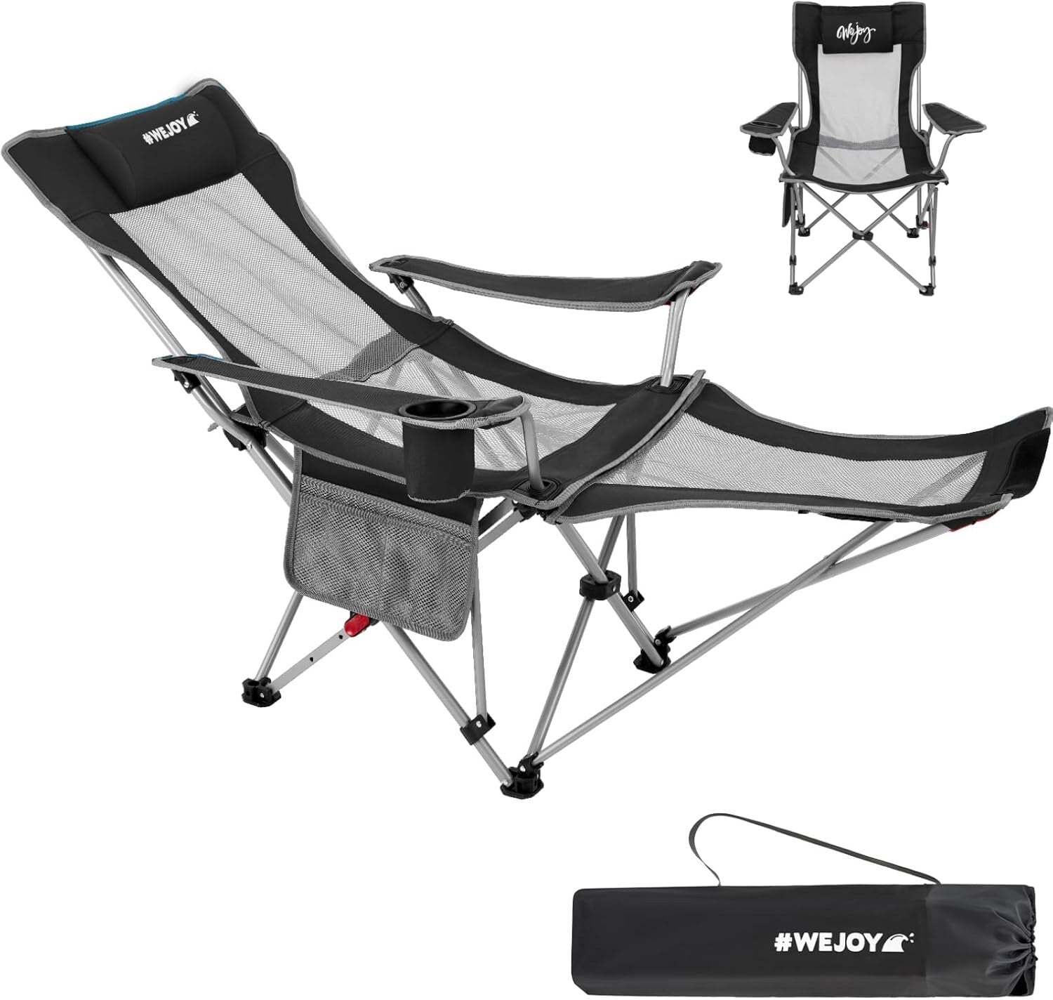 #WEJOY Folding Camping Chairs Reclining Adjustable with Detachable Footrest