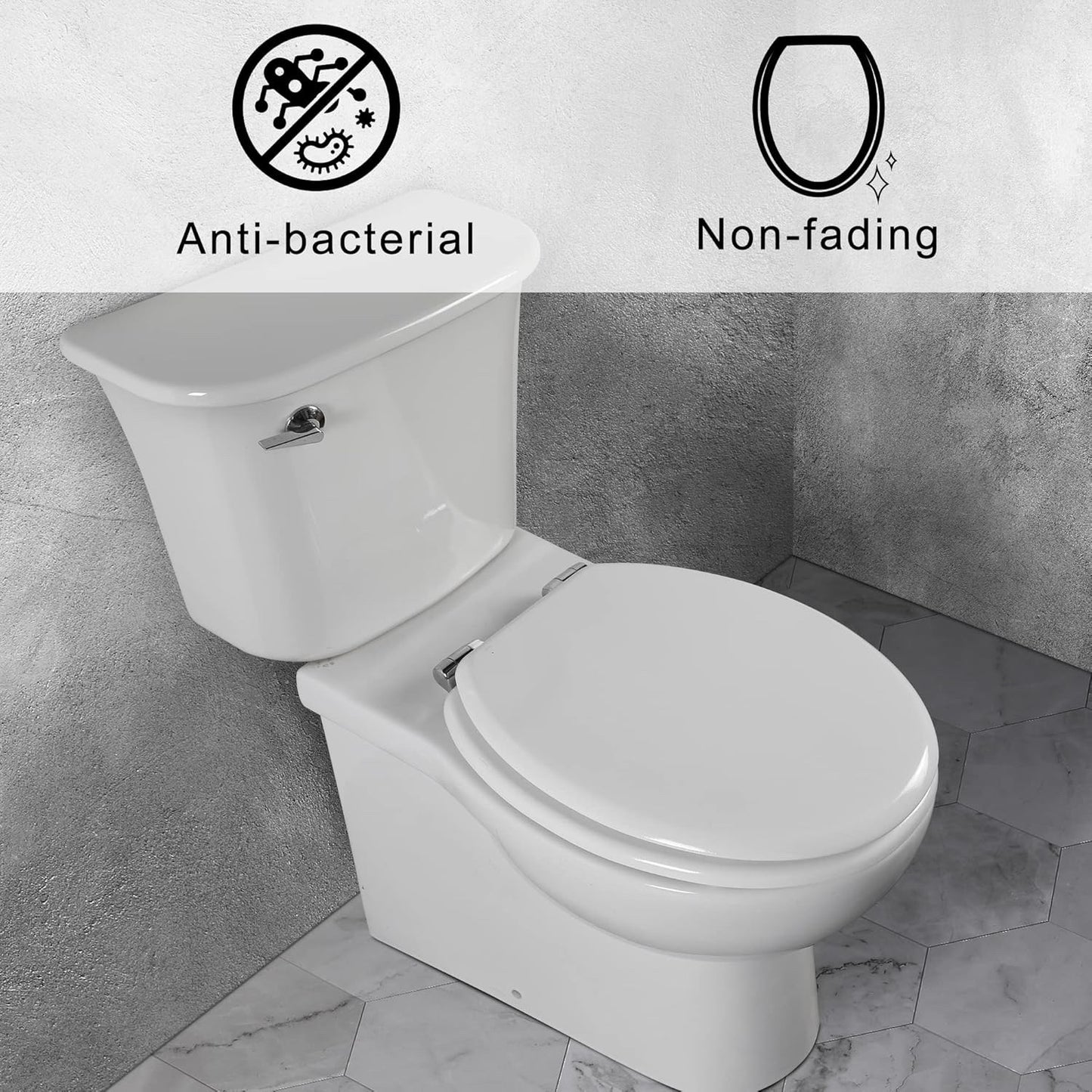 Wooden Toilet Seat White Soft Close Quick Release Antibacterial Easy Clean Lid