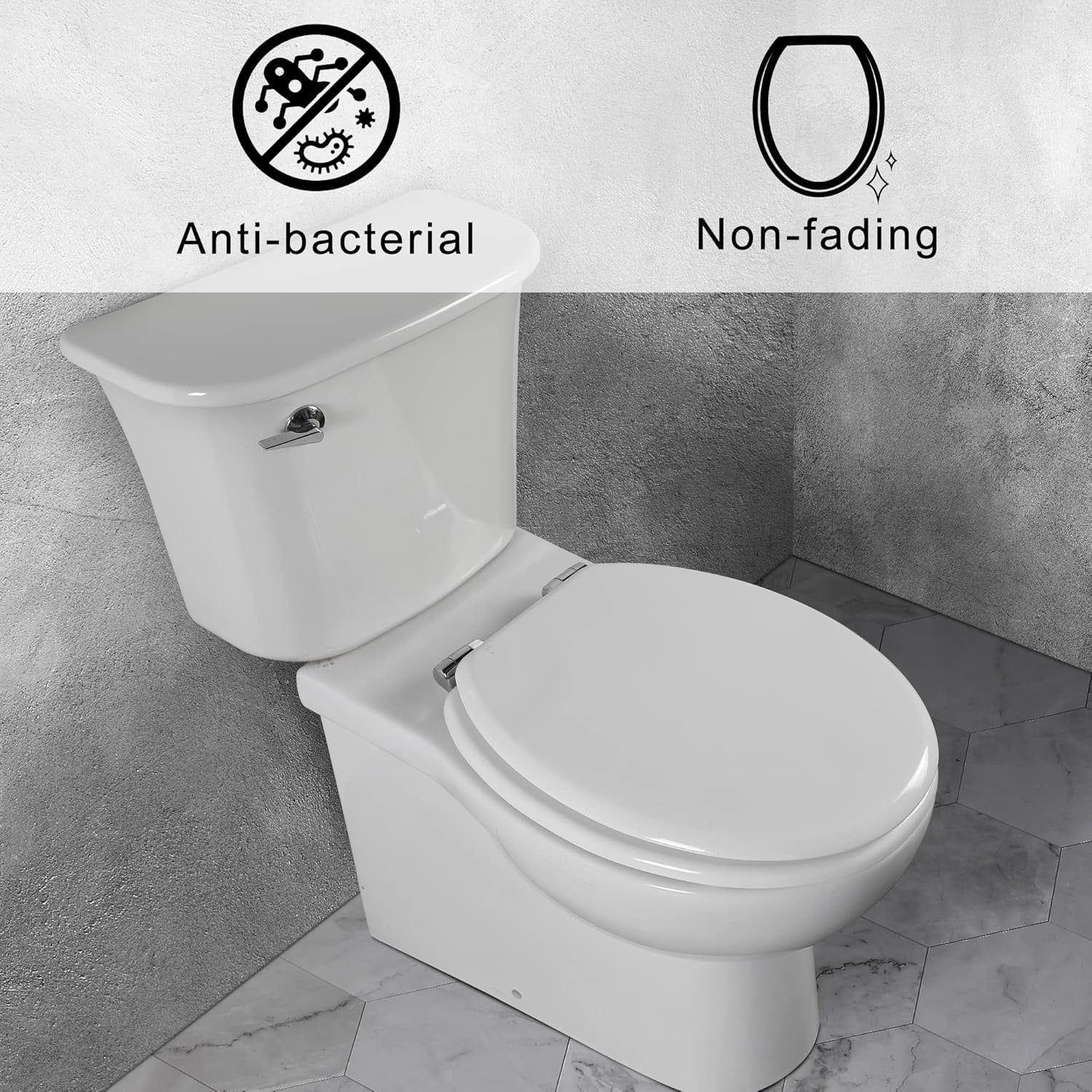 Wooden Toilet Seat White Soft Close Quick Release Antibacterial Easy Clean Lid
