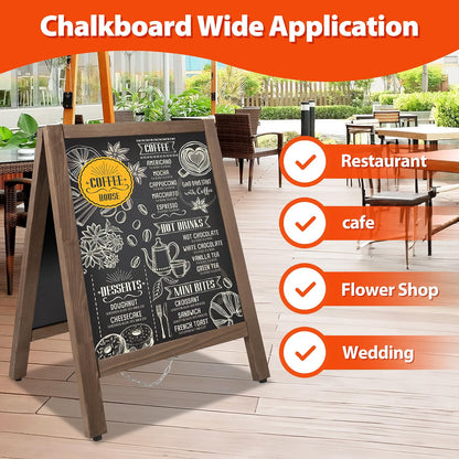 A-Board Chalkboard 43x65cm Double Sided Magnetic Wooden Pavement Sign VAIIGO