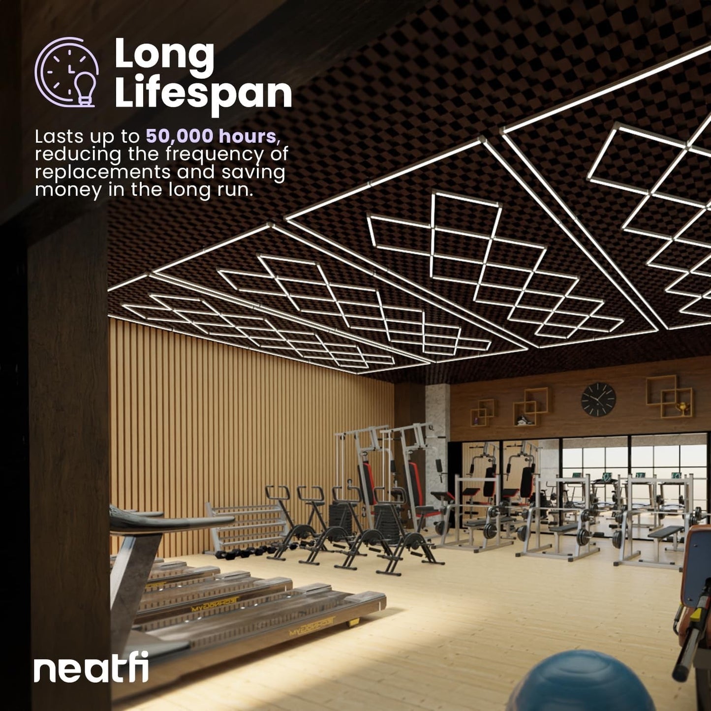 LED Shop Light Ceiling Mount 512W 31,680 Lumens Diamond Grid Cool White Garage