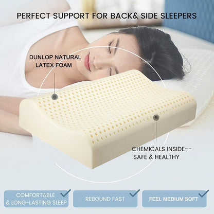 Latex Orthopedic Pillow Ergonomic Neck Support Queen Medium Firm Adjustable Cool