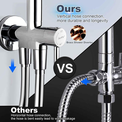 Rain Shower System 12" Rectangular XXL Stainless Steel Hand Shower Hose Rail