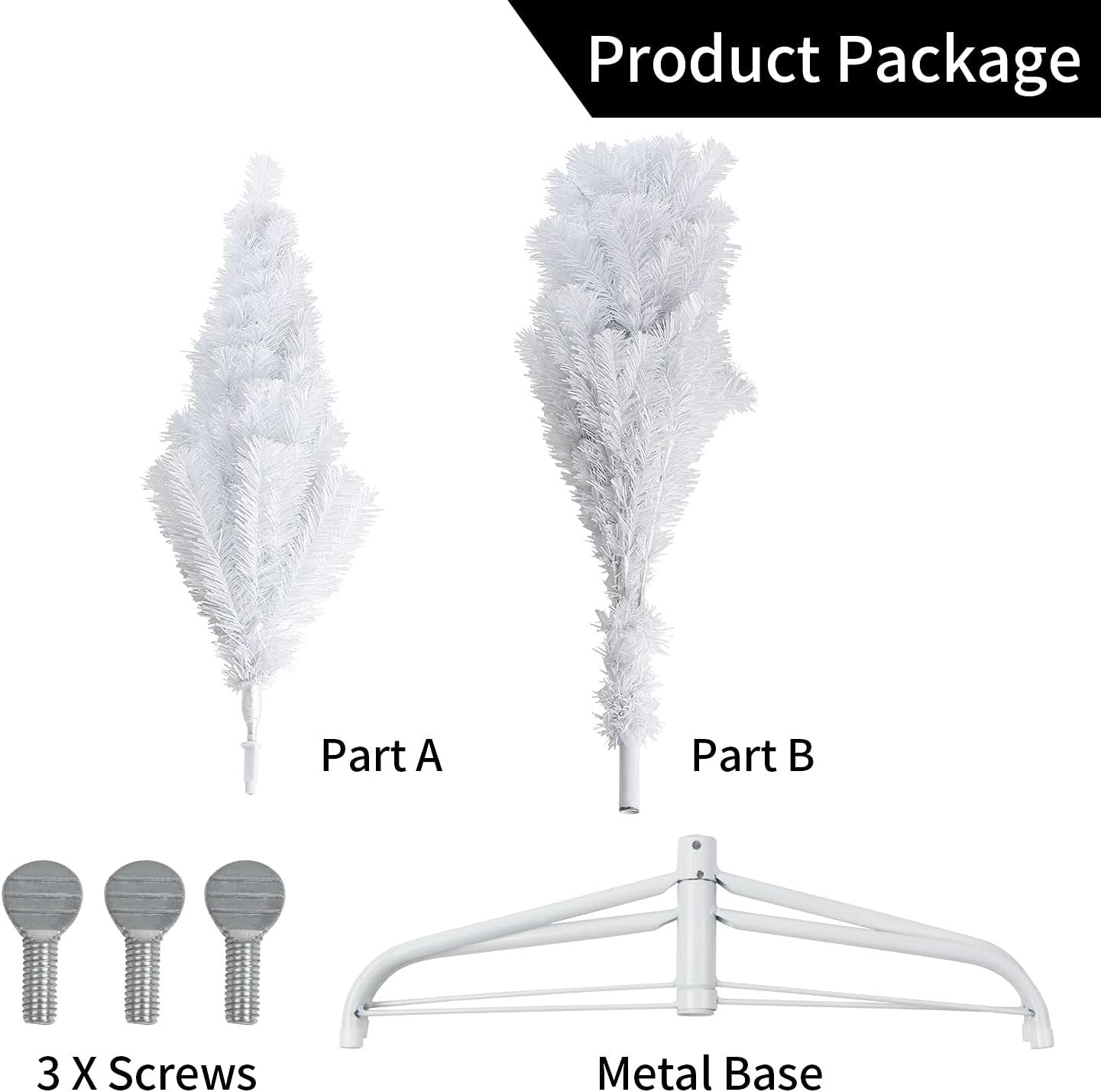 4FT White Artificial Christmas Tree 320 Tips with Metal Stand