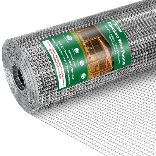 Chicken Wire Mesh Roll 10m 90cm 0.6mm Galvanized Welded Garden Fence Netting