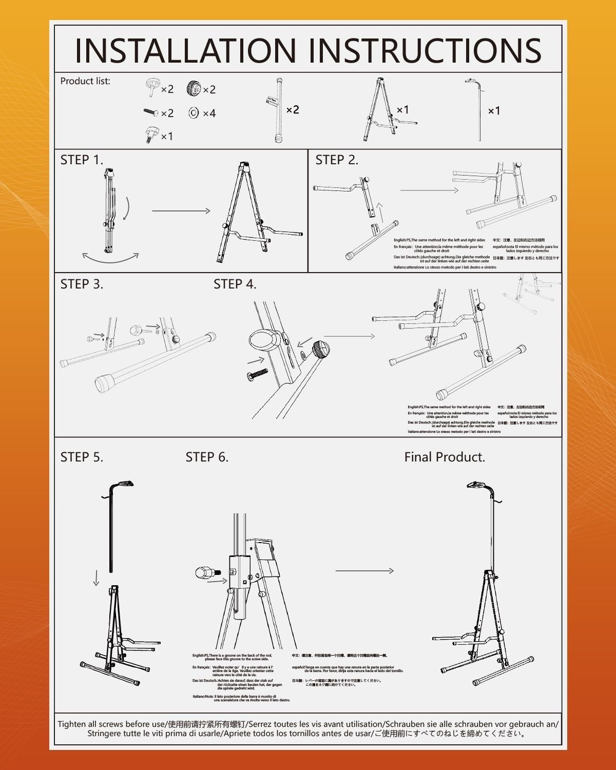 Cello Stand Adjustable Steel Holder 1/4 1/2 3/4 4/4 Bass w Bow Hook Floor