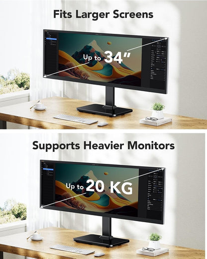 Monitor Stand Desk Mount Freestanding 13-34in VESA 75x75 100x100 20kg Black